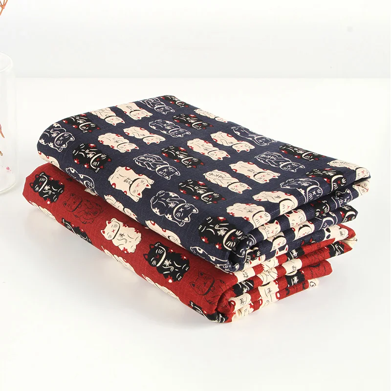 Комплект из 2 тканей/японский Манеки Neko Cat Cotton Slub Fabric/(ширина: 43 дюйма/110 см) | Дом и