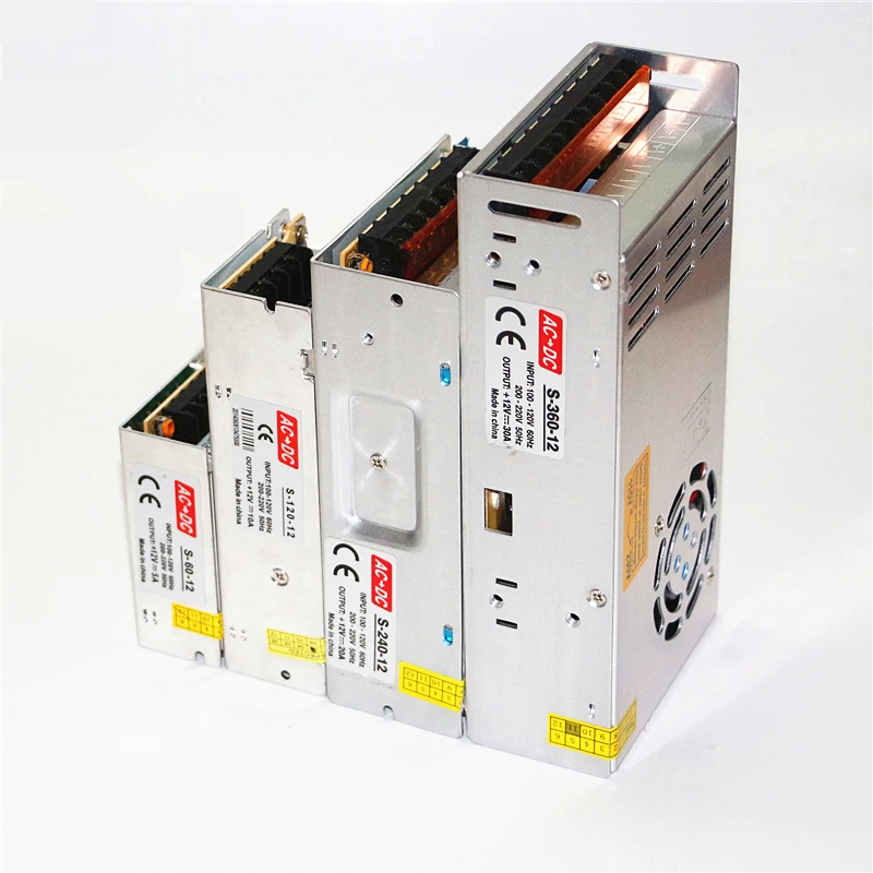 

Mini Size Aluminum Material 60W-360W Lighting Transformers AC 110V 220V to DC 12V 5A 10A 20A 30A LED Strip Switch Power Supply