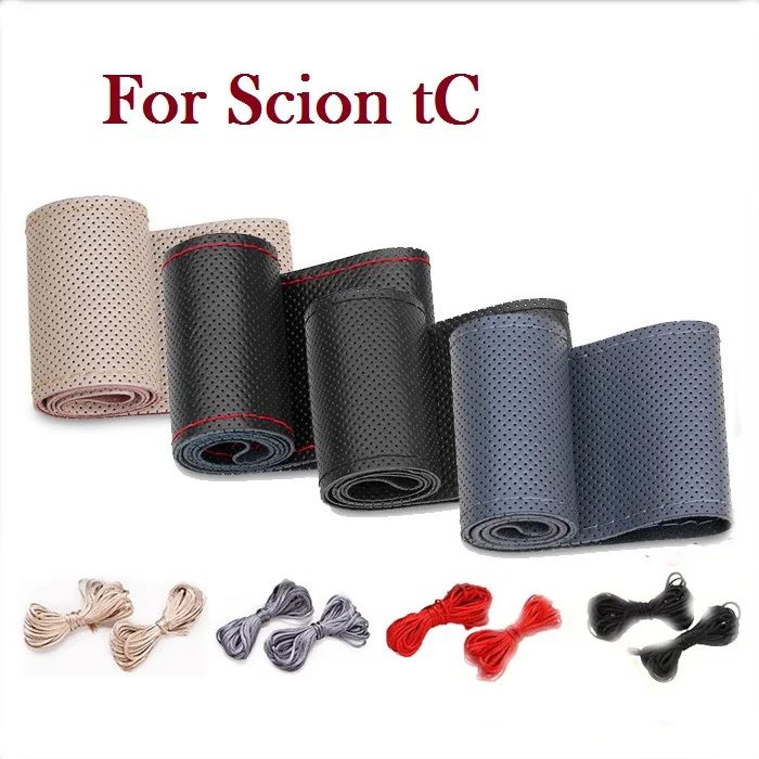 2016 Новый ПУ Рулевого Колеса Автомобиля Кожаный Чехол С Иглы и Нити для Scion tC|car wheel