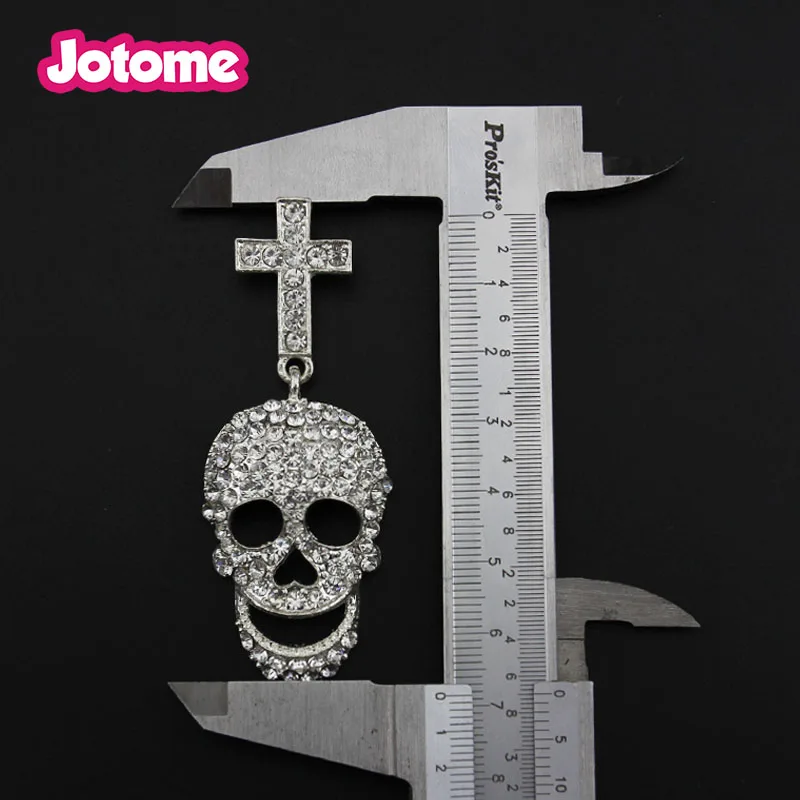 

20pcs/Lot Wholesale In Stock Flat Back Shining Halloween Skeleton Rhinestone Metal Crystal Glass Button