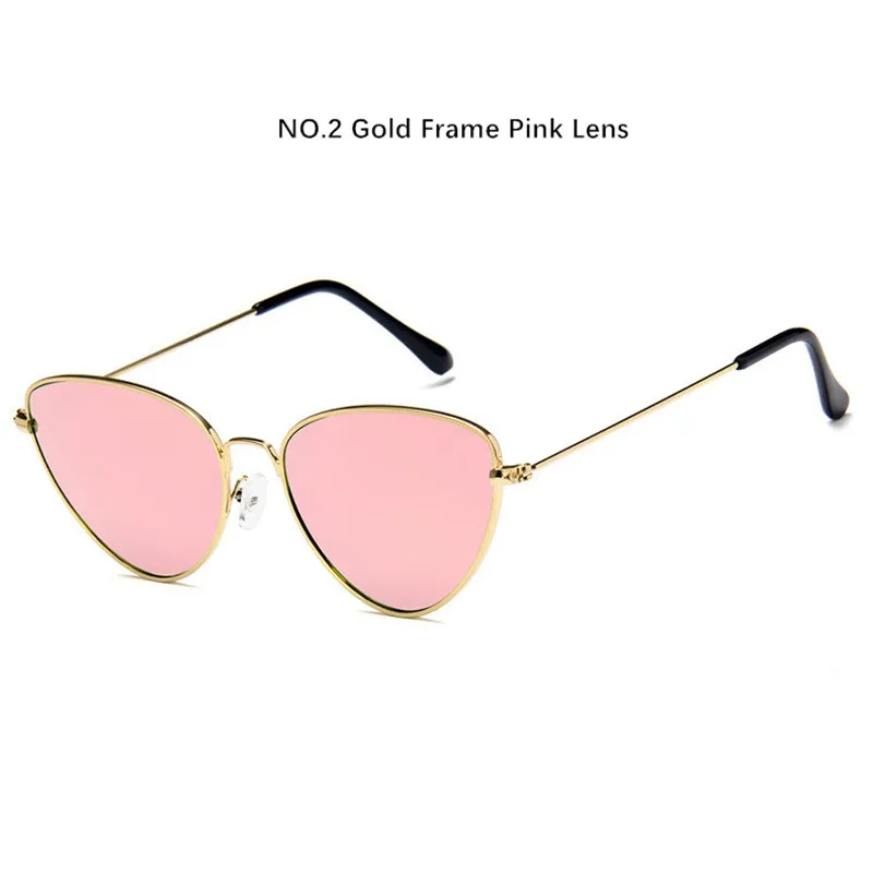 no2 pink Uvlaik свет Вес кошачий глаз Солнцезащитные очки Женские Ретро Cateye солнцезащитных очков из металла Рамки красный розовый желтый тонированные линзы очков UV400 - Цвет линз: no2 pink
