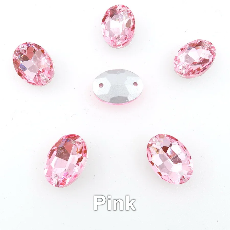 A25 Pink Овальная форма, с двумя отверстиями, с заостренным задним стеклом, кристаллы, стразы, бусины, пришитые на свадебное платье, обувь, сумки, аксессуары, украшения - Цвет: A25 Pink