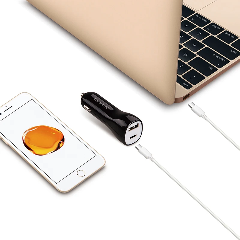 Автомобильное зарядное устройство LVSUN 1 USB type c адаптер для ноутбука HP Spectre 13 X2 Elite