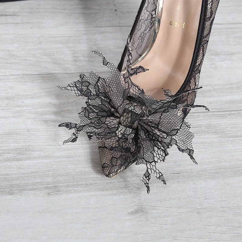 Женские туфли-лодочки на высоком каблуке с красной подошвой бантом-бабочкой из