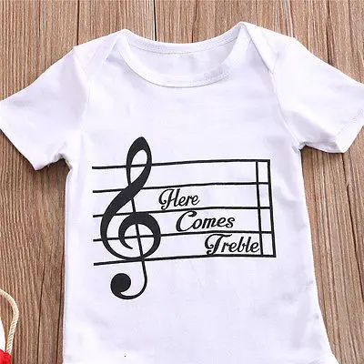 2017 милый детский комбинезон с принтом Музыка для маленьких девочек одежда