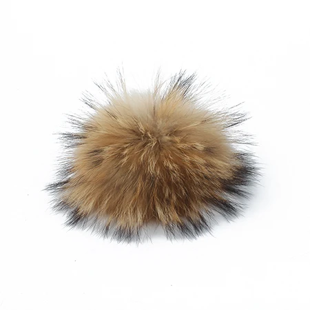 natural fur color 15 см DIY настоящий помпон из меха енота помпон для женщин детская Лыжная Шапка кепки шапки натуральный мех помпон с защелкой - Цвет: natural fur color