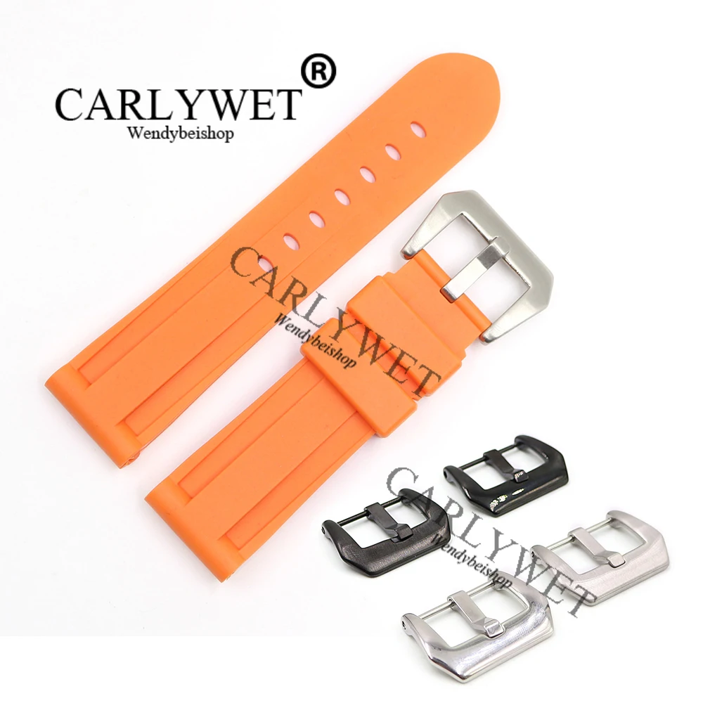 

CARLYWET 24 мм Оптовая продажа новейший оранжевый водонепроницаемый силиконовый резиновый сменный ремешок для часов Luminor