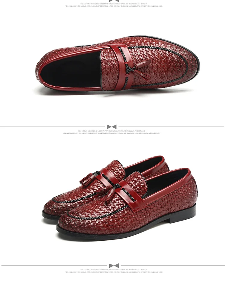 Модные кожаные туфли с кисточками и бахромой; повседневные Лоферы без застежки; мужская обувь с круглым носком размера плюс; подарок для папы