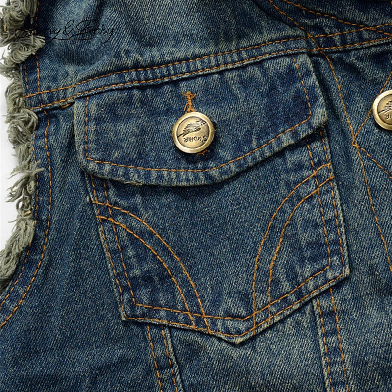 Жилет DAVYDAISY мужской из денима Модный повседневный рваный жилет в стиле хип-хоп