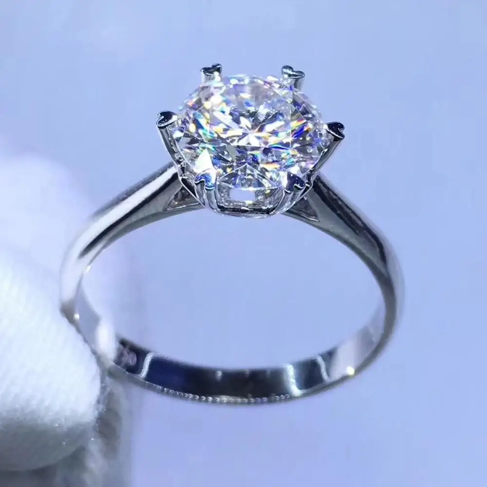 Серебряное кольцо Moissanite 1ct D VVS роскошное свадебное кольцо Moissanite для женщин