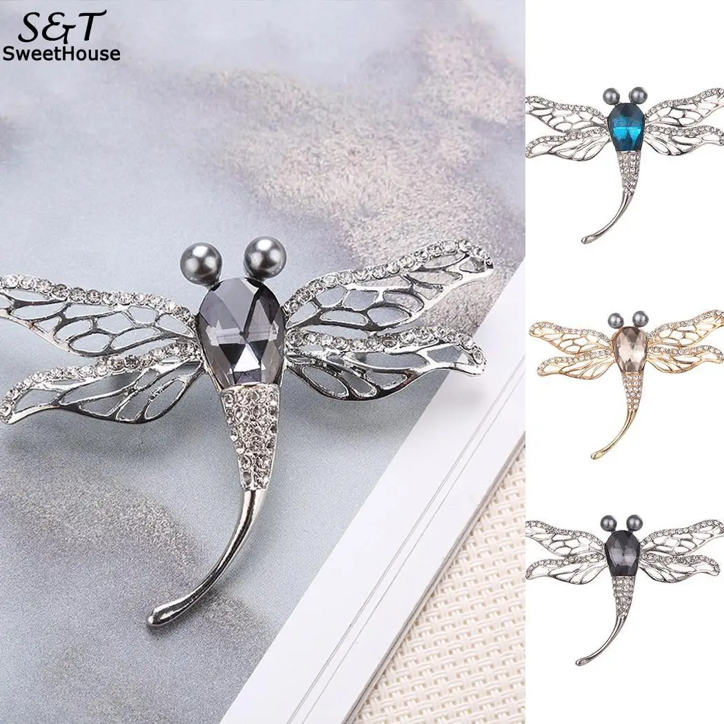 Dragonfly Fashion Hollow Rhinestone Women Shape Brooch | Украшения и аксессуары