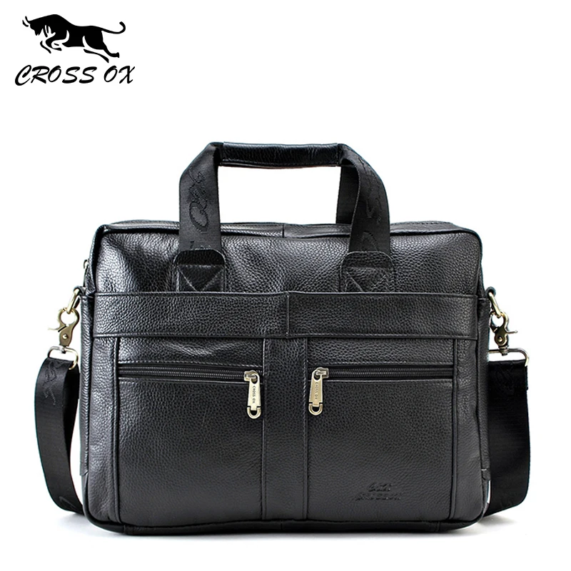 CROSS OX Genuine Leather Men Briefcase Man Bags Business Laptop Tote Bag Men's Crossbody Shoulder Travel HB373M|bag trolley|bagged blazerbag mom |