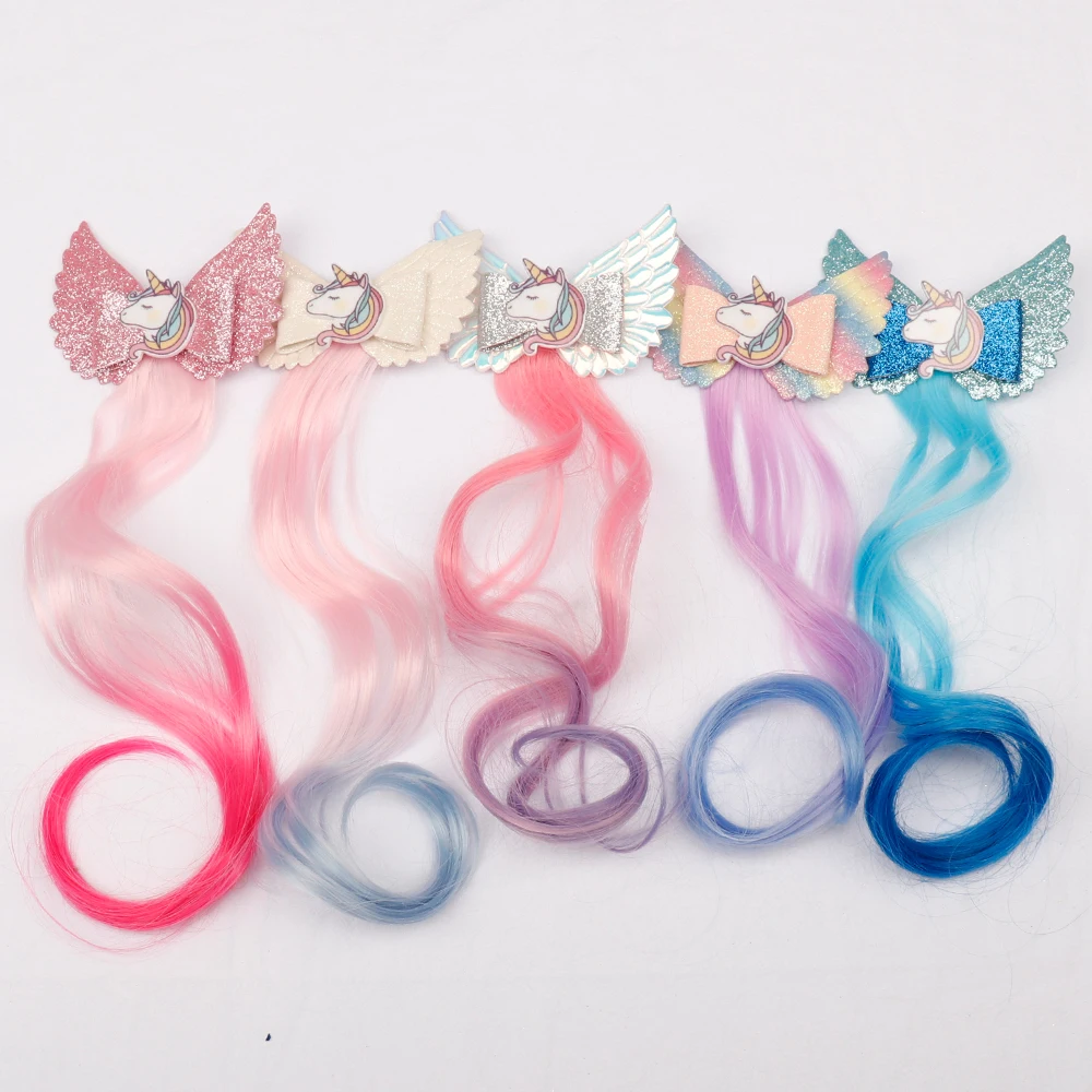 Аксессуары для волос заколки с блестками девочек единорогом крылом принцессой