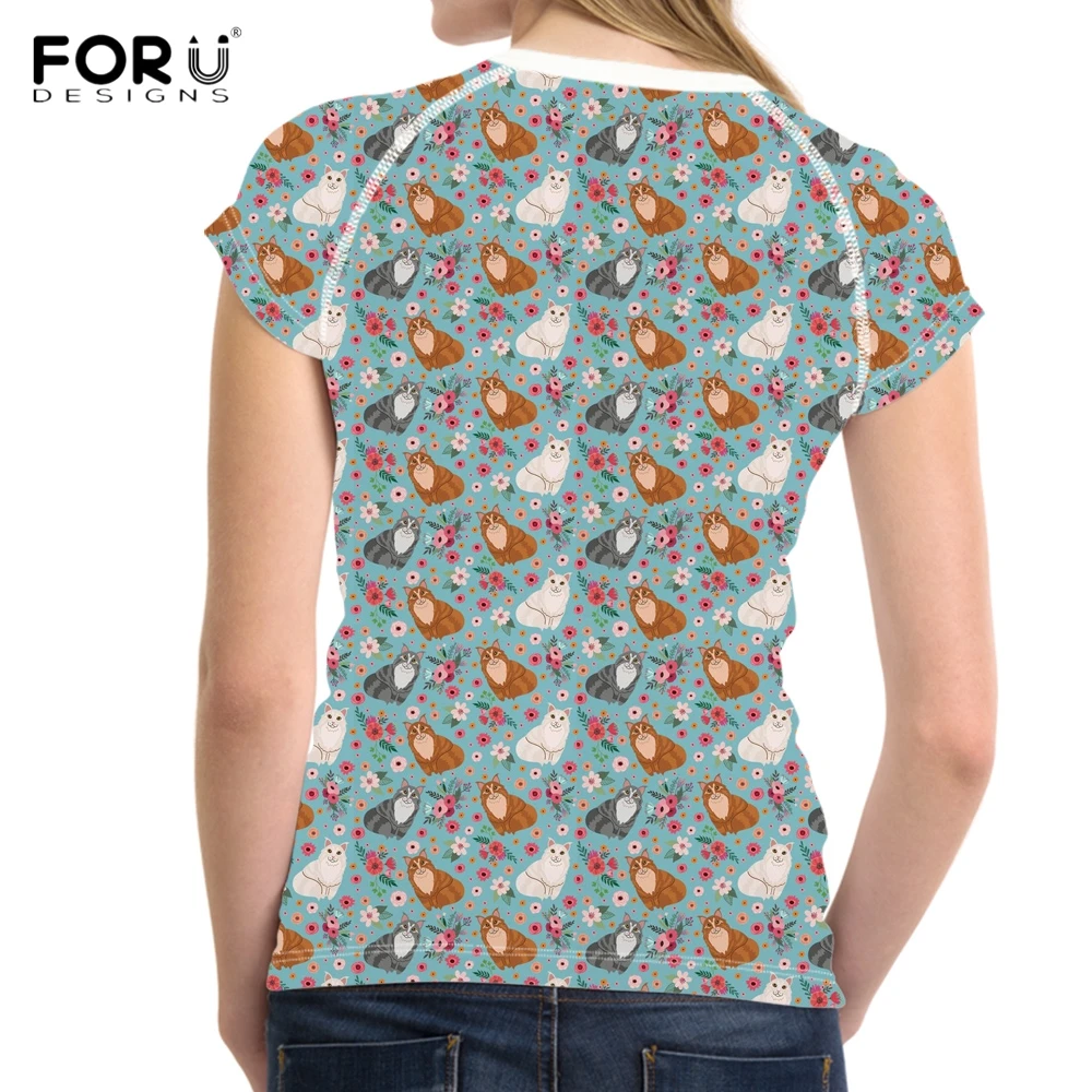 FORUDESIGNS/милые женские летние футболки с принтом кота/котенка Мейн кун модные