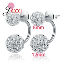 11 colors 925 sterling silver shinning crystal cz disco beads double ball 12mm8mm stud earrings women brincos jewelry