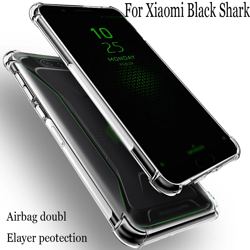 Чехол для Xiaomi Black Shark с воздушным подушечным эффектом, прозрачное кристальное мягкое силиконовое TPU, ударопрочный, полная защита телефона. Черный чехол BlackShark.