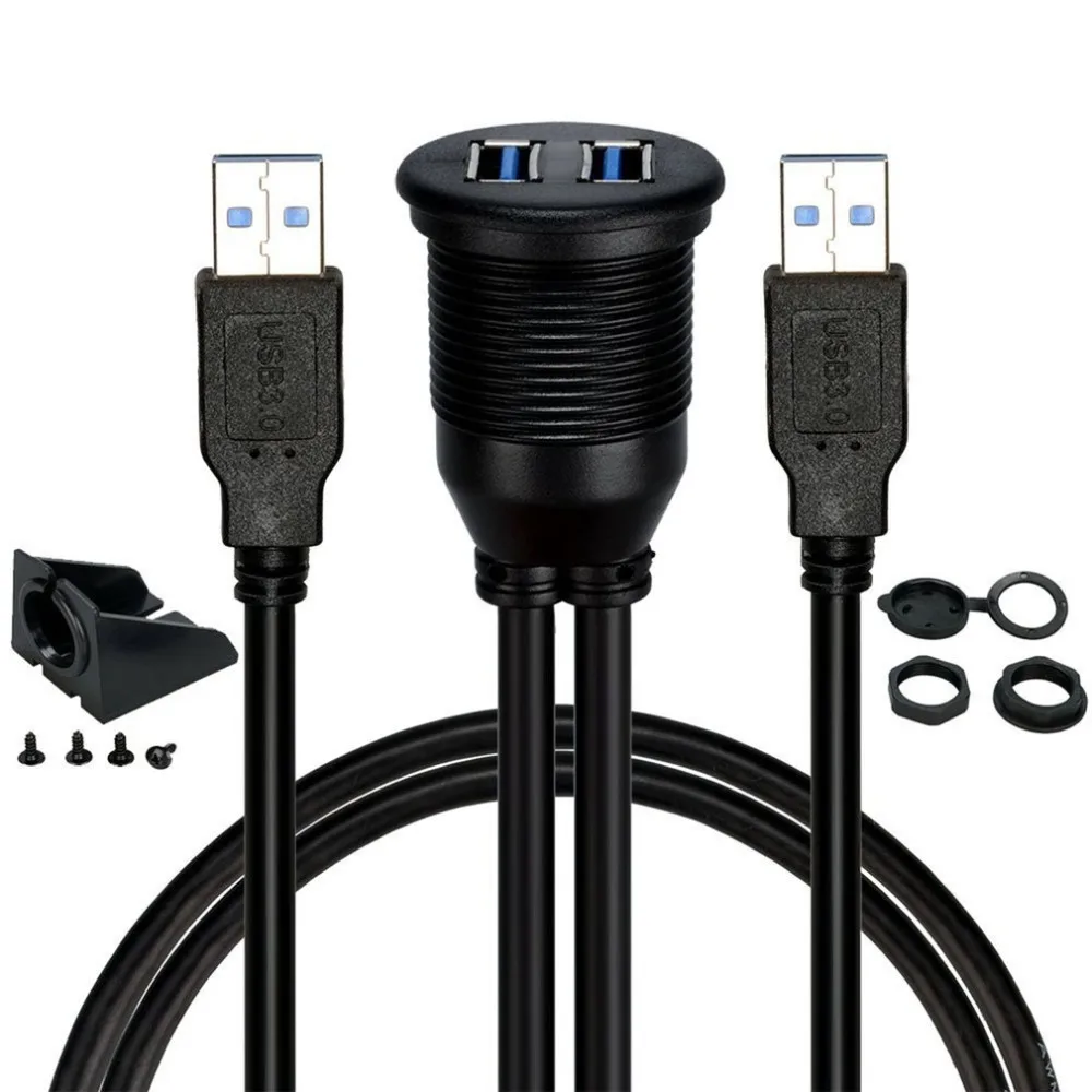 USB 2,0 Порты и разъёмы мужского и женского пола удлинитель Кабель Водонепроницаемый Заподлицо Двойной USB адаптер док-станции приборной панели лоток для автомобиля мотоцикла