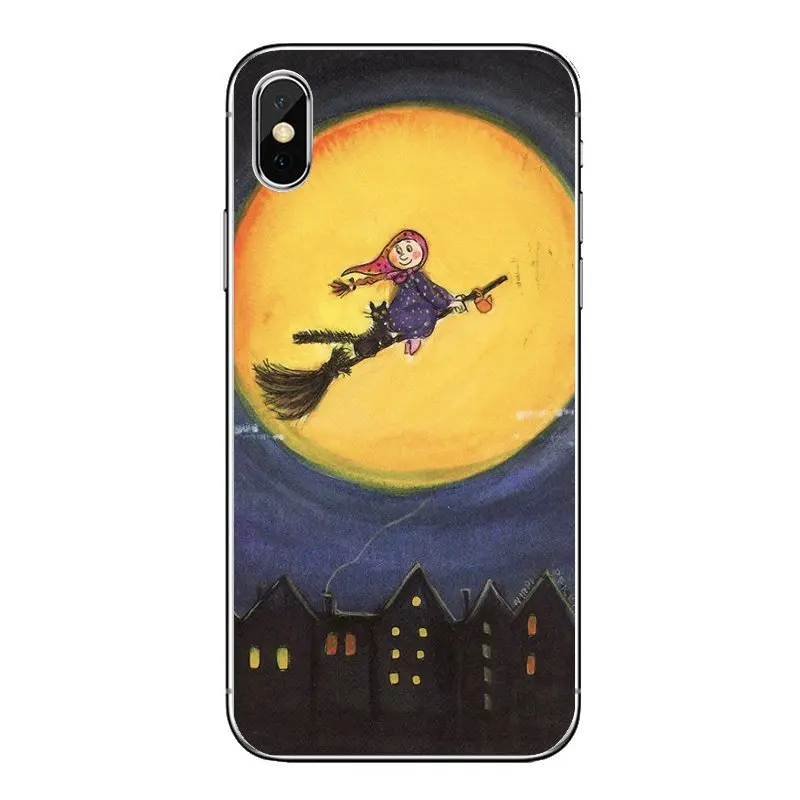 Silicone Cover Bag Halloween Witch Flying Broom Over Moon Art For Samsung Galaxy A5 A6 A7 A8 A9 J4 J5 J7 J8 2017 2018 Plus Prime |