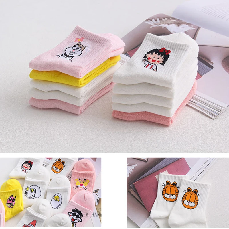 Fashion Cartoon Character Cute Short Socks Funny Harajuku Women Animals Pattern Casual For Female Winter | Женская одежда