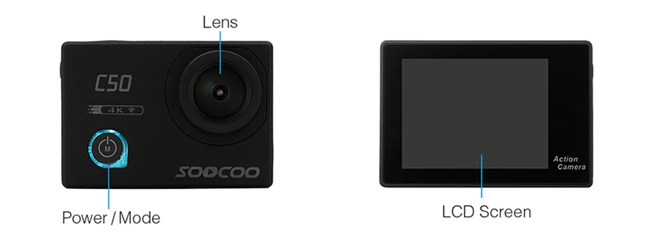 SOOCOO C50 Action 4K 24fps Sports Camera Wifi Gyro Adjustable Viewing angles NTK96660 30M Waterproof Sport DV Action Cam