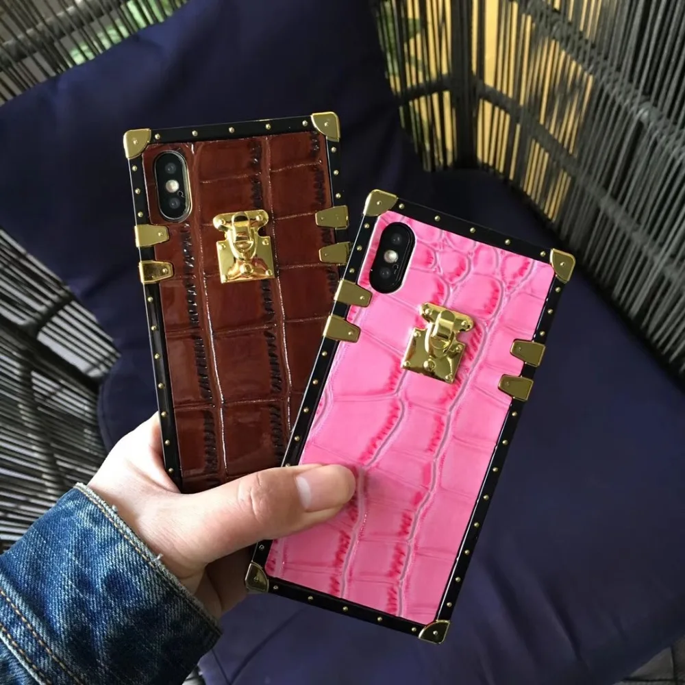 Чехол из крокодиловой кожи с золотыми пуговицами для iPhone X XR Xs Max 8 8plus 7 plus мягкая