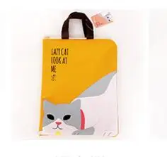 Оранжевый Kawaii животных на молнии A4 ручной файл документа мешок ленивый кот холст школьник, Рабочий стол Организатор сумка для хранения канцелярских принадлежностей - Цвет: Оранжевый