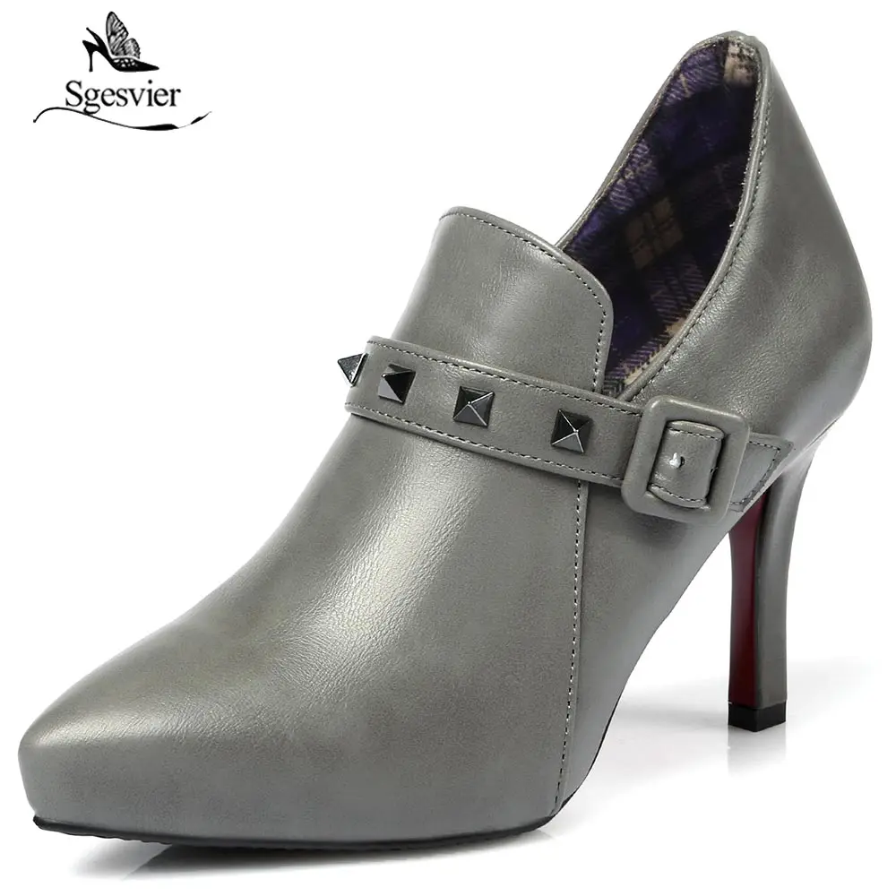 Sgesvier/женские ботильоны на молнии с острым носком высоком каблуке Женские