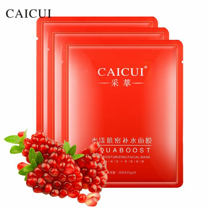 

10PCS/lot Red Pomegranate Facial Mask Skin Care Anti Oxidant Anti Aging Anti Wrinkle Whitening Brightening Moisturizing Masks