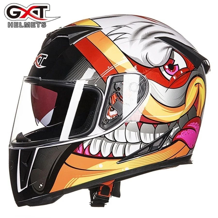 Шлем мотоциклетный с двойным козырьком гоночный шлем на все лицо в горошек 6