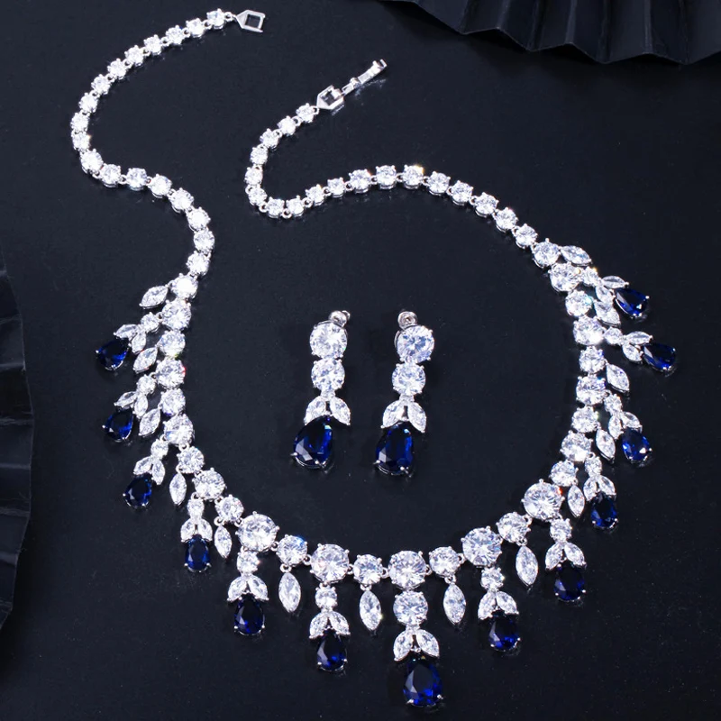 Роскошные серьги-подвески с фианитами Pera ожерелье тяжелый комплект ювелирных