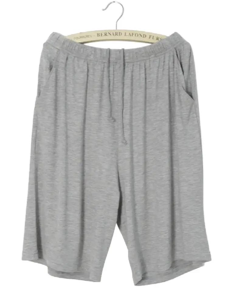MISSKY Men Pants Solid Color Modal Thin Home Furnishing Loose Casual Shorts High Elasticity Medium Pants
