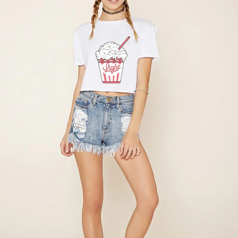 Мода мороженое розы Футболка с принтом Для женщин хлопок O Средства ухода за