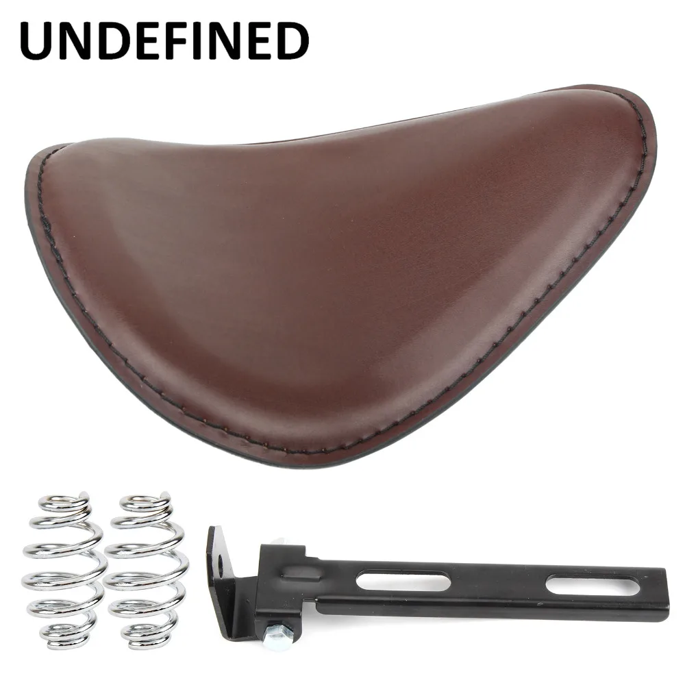 Brown Leather 3&quot Springs Solo Seat Bracket Mount Torsion Swivel Softail Cafe Racer for Harley Honda Sportster Bobber Custom |