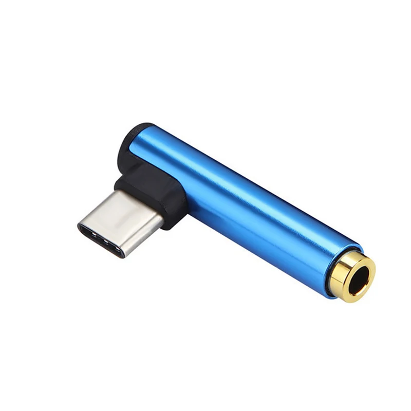 Тип usb C адаптер для 3,5 мм разъем для наушников аудио адаптер для huawei Коврики 20 10 Pro AUX кабель-разветвитель для oneplus 6 Т конвертер - Цвет: Blue