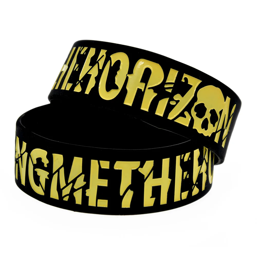 1 шт. черный 1 дюймовый широкий металлический браслет Bring Me The Horizon силиконовый браслет