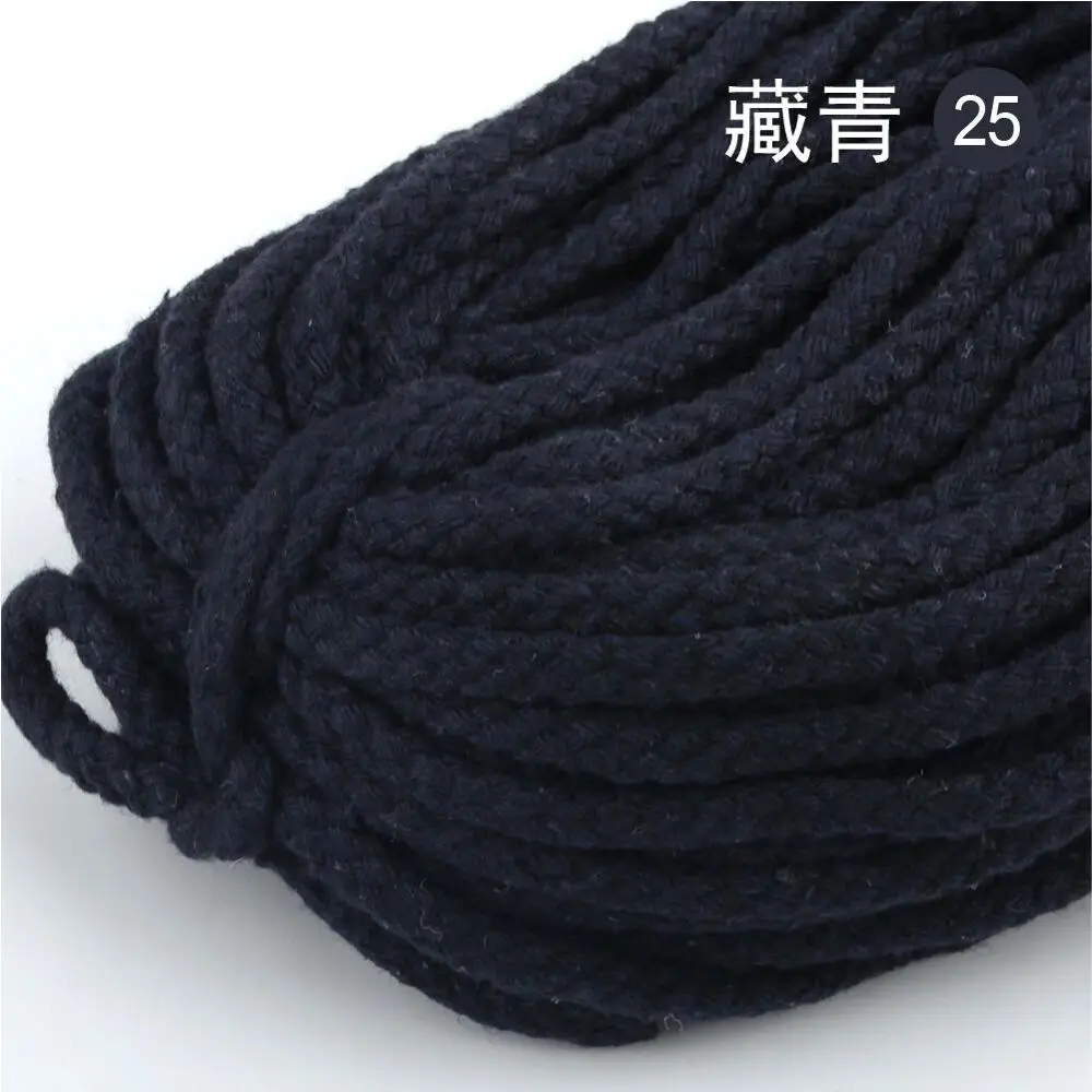 25 Dark Blue 5 5 мм ТОЛСТЫЙ цветной декоративный скрученный шнур, чистый белый, красный, розовый, зеленый, черный вязаный шнур, Котон, декоративный шнур, 5 ярдов/лот - Цвет: 25 Dark Blue 5