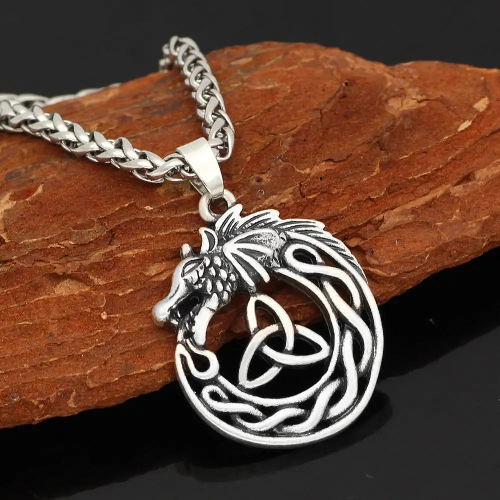 

Nordic Viking Dragon Irish Concentric Pendant Necklace Fashion Necklace 2019 Men and Women Retro Viking Jewelry