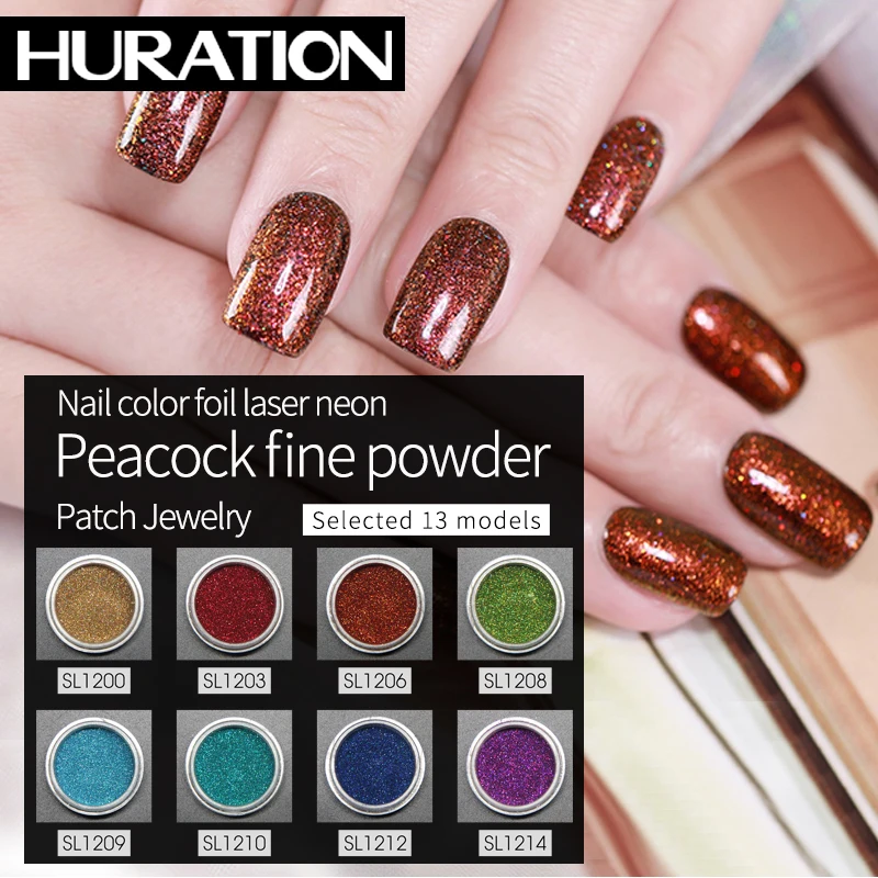 Huration Новый пигментный порошковый Гель лак для дизайна ногтей блестящее
