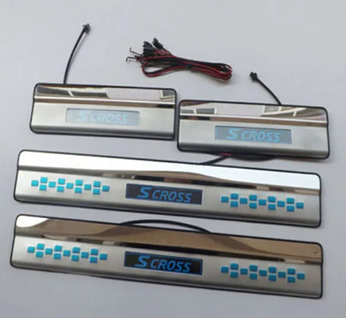 Нержавеющей LED порога полосы для Suzuki SX4 S Крест 2013- Добро пожаловать педаль стайлинга автомобилей Наклейки авто интимные аксессуары 4 шт