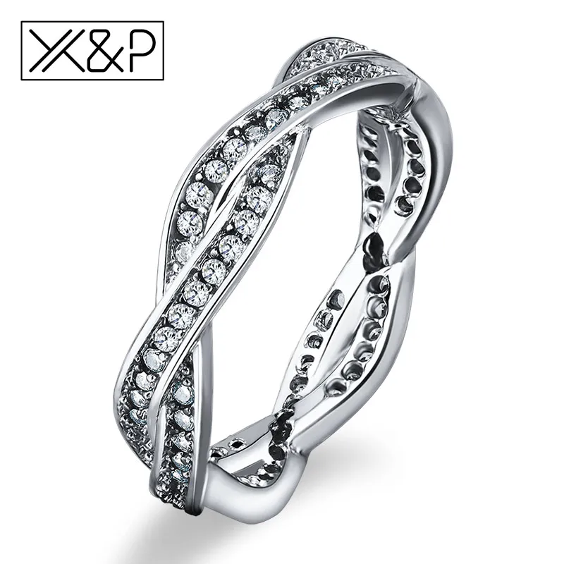 X &amp P модные 925 пробы серебряные плетеные кольца для мужчин и женщин прозрачные
