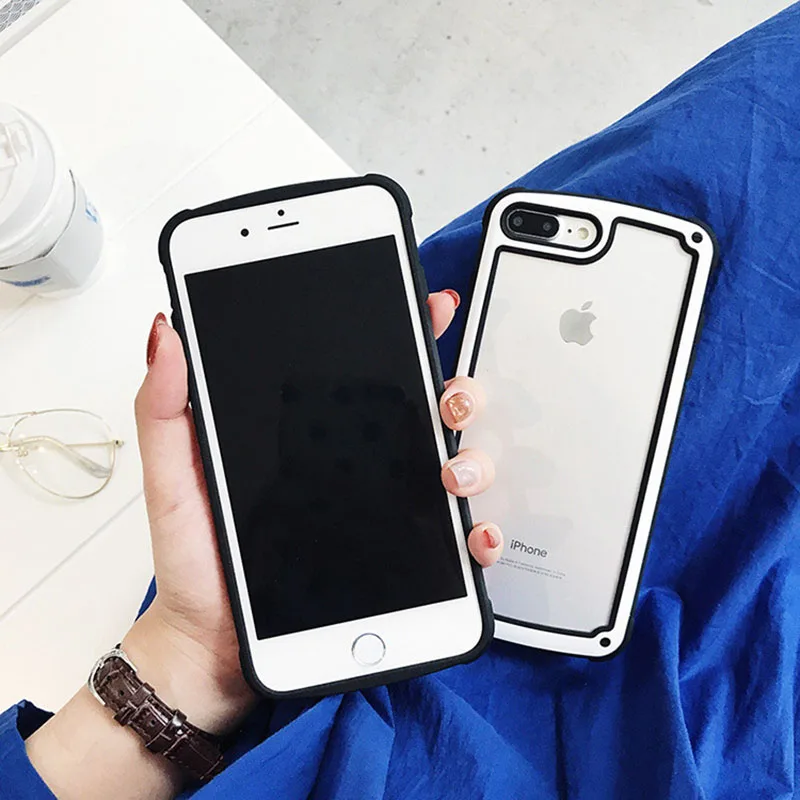 Простой силиконовый чехол для телефона Iphone 7 8 6 6s s Plus Tpu + pc X XS XR MAX|Чехлы-накладки| |