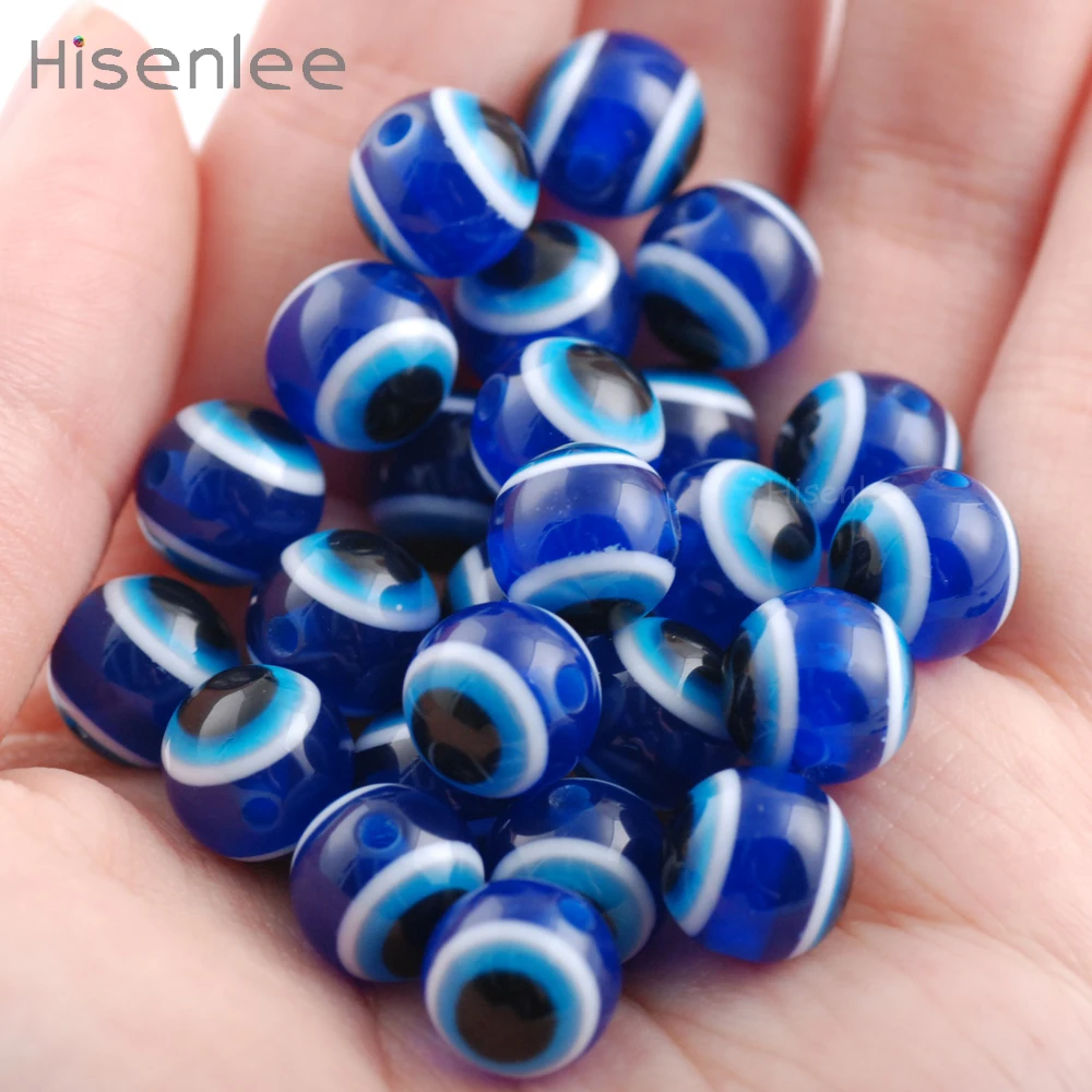 Hisenlee 300 Pcs/ Bag Blue 10mm New fashion circular evil Eye Beads Space DIY Bracelet / jewelry Making | Украшения и аксессуары