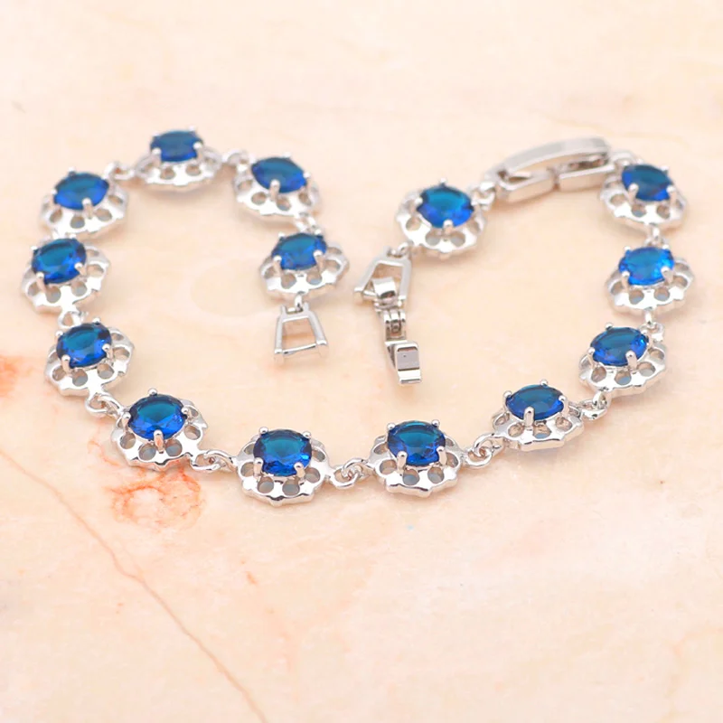 Простой Круглый Дизайн Ювелирные изделия AAA циркон темно-синий кристалл