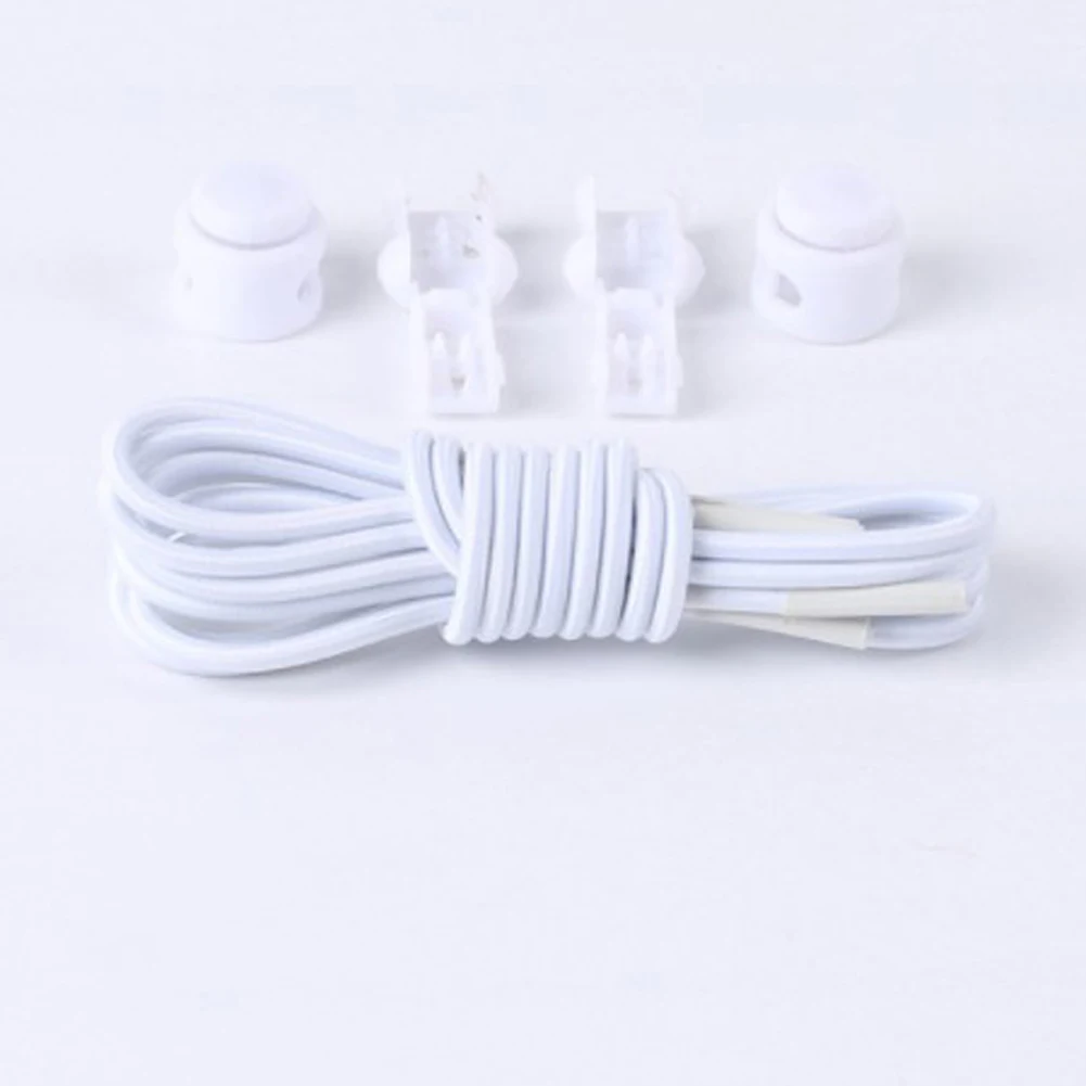 full white Пара скользящих новых удобных эластичных шнурков; модные фиксирующие шнурки; новые летние кроссовки унисекс; шнурки; Лидер продаж - Цвет: full white