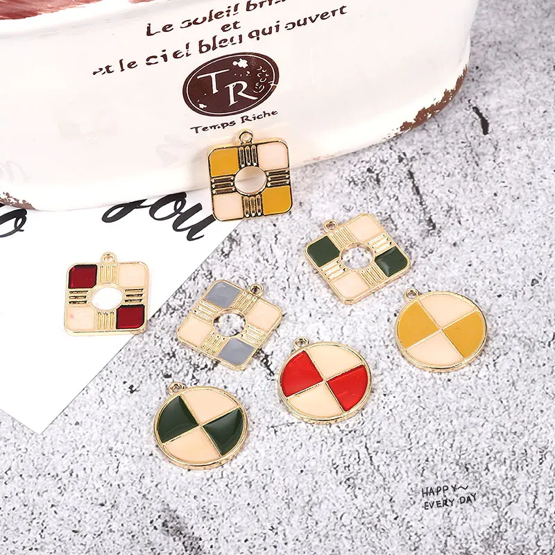 Square round belt hanging alloy accessories earrings pendant diy handmade earpiece material package | Украшения и аксессуары