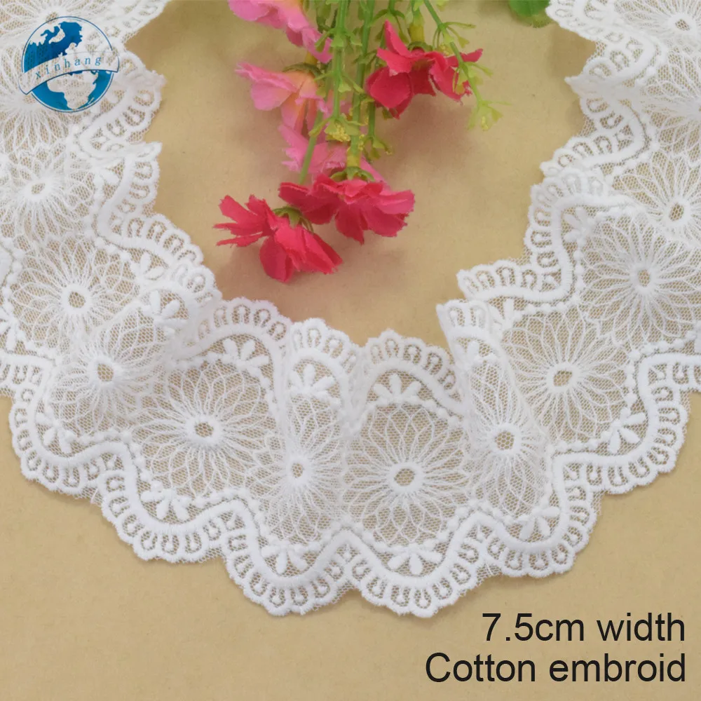 7 5 см шириной хлопок вышитый кружевной край шитье гипюровые ленты отделка