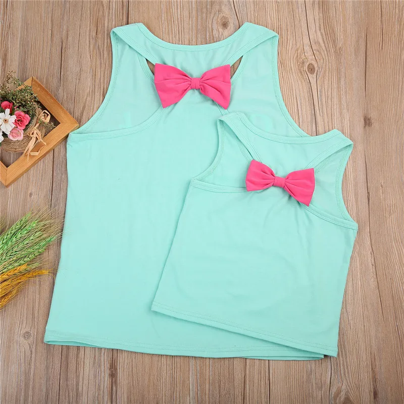 Семейный подходящий жилет Повседневная футболка для мамы и дочки Boho Mommy/Детская