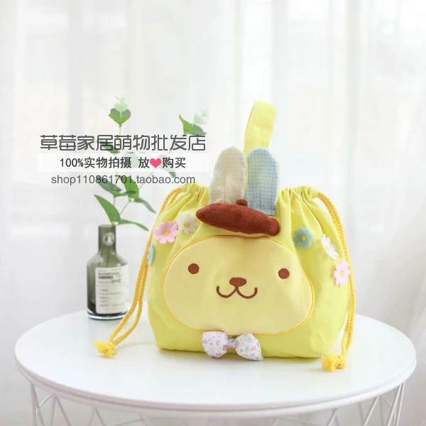 Мультфильм милый Sanrio, Hello Kitty с рисунками из мультфильма «My Melody Cinnamoroll Марка pom-Pom Purin холщовый мешок на завязках косметички сумки-косметички в подарок