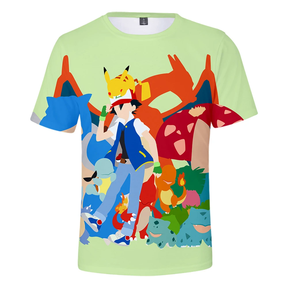 Pokemon/Милая 3D летняя футболка с коротким рукавом Новая удобная уличная