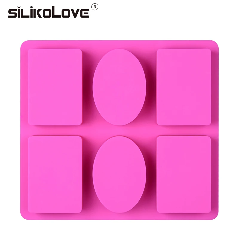 SILIKOLOVE 6 полости Прямоугольник Овальный Силиконовые Мыло Плесень мыло ручной